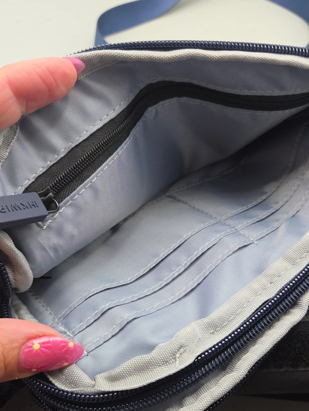 IHKWIP navy crossbody bag  textured nylon finish
